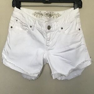 Express White 00 Distressed Denim Shorts